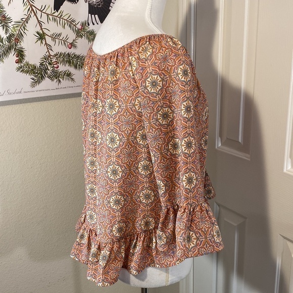 SANCTUARY Julia Off Shoulder Ruffle Bell Sleeve Blouse Pink Size Small - Picture 5 of 10